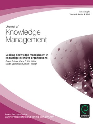 cover image of Journal of Knowledge Management, Volume 20, Issue 5